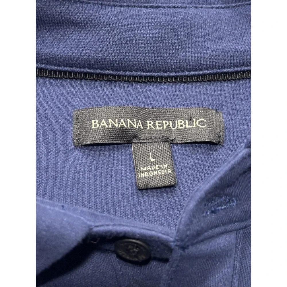 Banana Republic Polo Shirt Mens Large Blue Short Sleeve Jersey Regular Fit